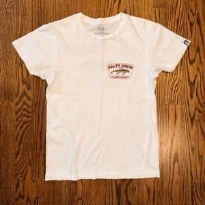 Salty Crew Lure Co Graphic T-Shirt Fishing Thrill Seekers Small White Fishing